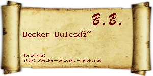Becker Bulcsú névjegykártya